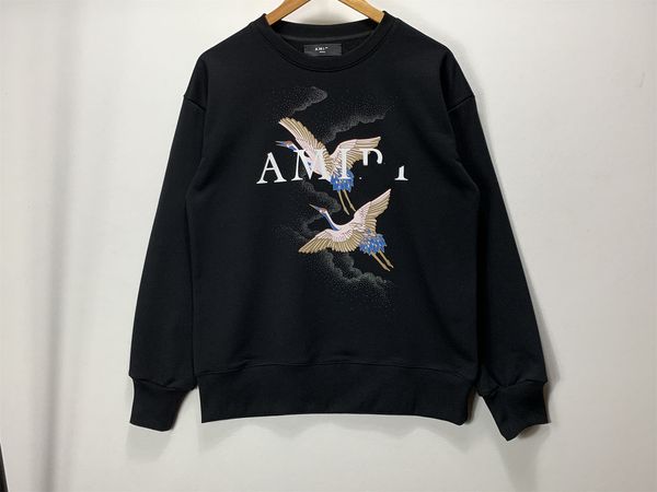 

men's hoodies crane and cloud alphabet round neck terry sweater, Black