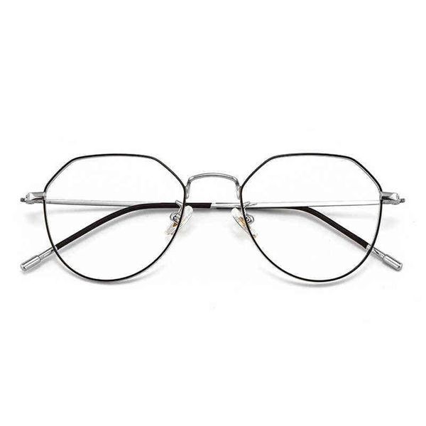 

sun glass polygonal spectacle frame men's metal ultra light women's anti blue glasses, White;black