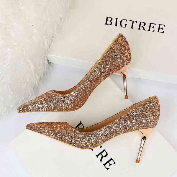 

9219-a1 sandals style nightclub show thin high heels women's shoes heel fashion shining sequin single, Black