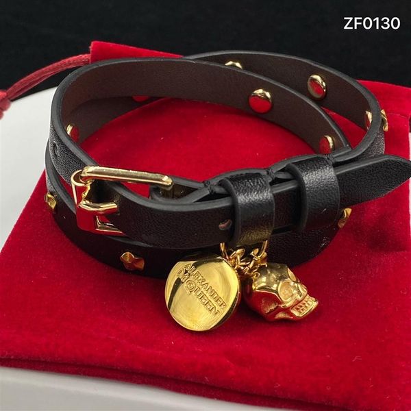 

new designed charm skull pendants rivet leather ladies double circles bracelets women's choker necklace punk style couple bracelet2481, Golden;silver
