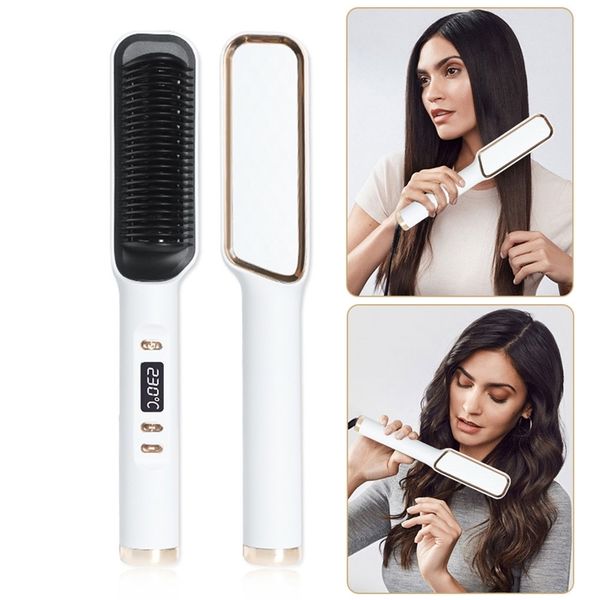 

curling irons hair straightener comb antiscalding ceramic curler multispeed electric straightening iron brush 220916