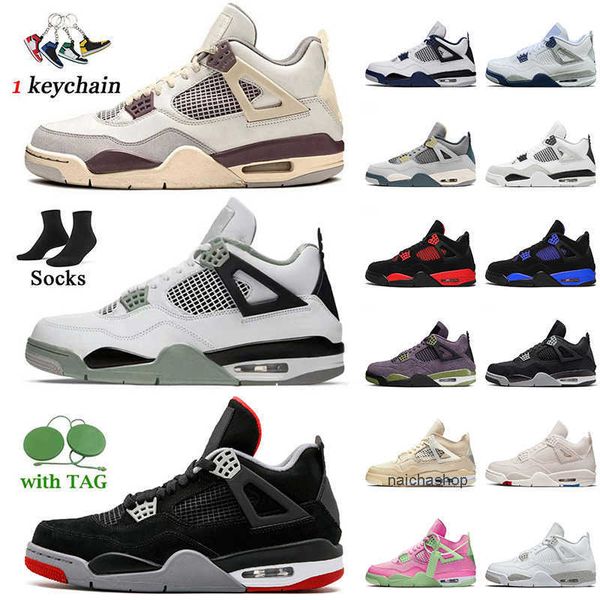 

shoes 2022 jumpman 4 seafoam 4s basketball shoes size 13 women mens trainers sports midnight navy craft bred fire red blue thunder og design, Black