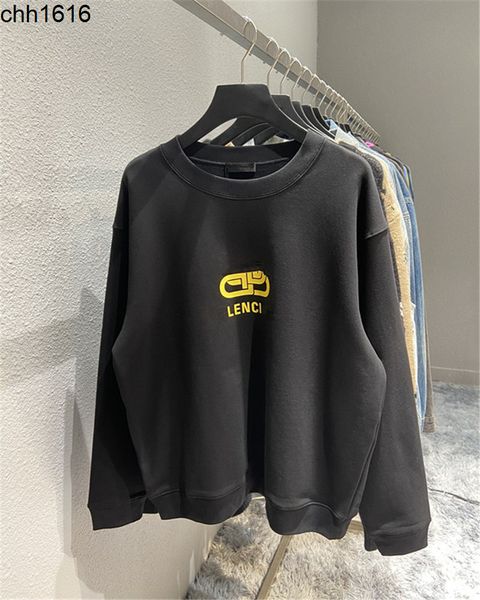 

high version balencaigass 21 new lock print sweater threaded round neck os versatile trend round neck sweater, Black