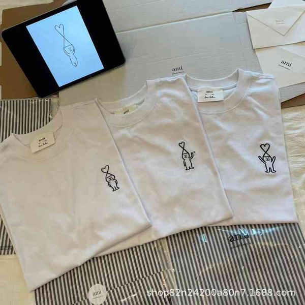 

t shirts mens classic amis casual trendy poison short sleeve oversized cotton high street polo shirts, White