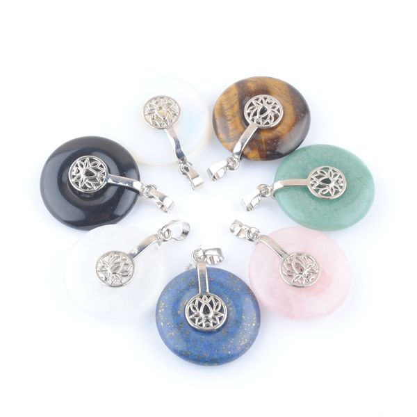 

jewish hexagram charms healing pendants jewelry natural stone round beads aventurine rose quartzs obsidian opal bn440, Silver