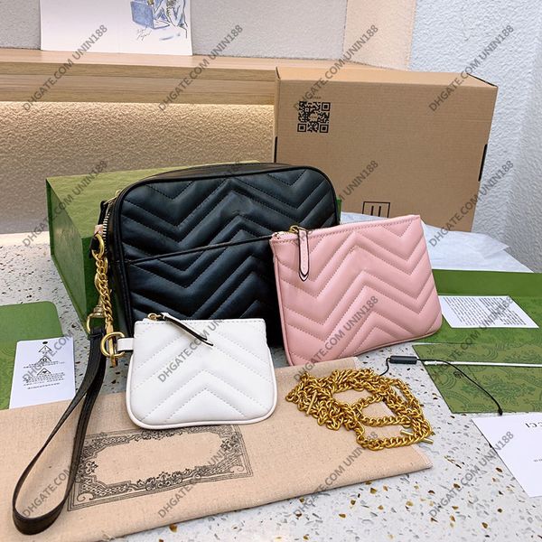 

3 in 1 women flap bags black colors quilted matelasse handbag italian cowhide chain shoulder strap gold metal hardware handbags designer cam