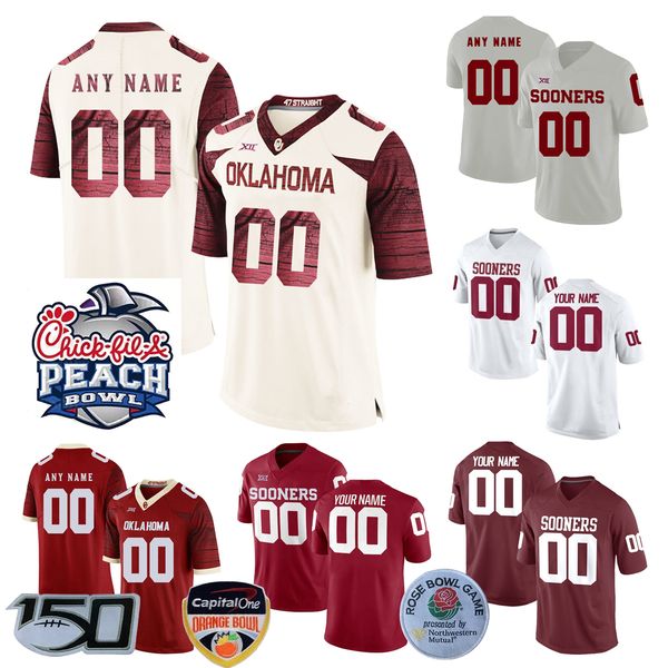 

custom college oklahoma sooners football jerseys kyler murray ceedee lamb durron neal spencer rattler mayfield c.williams bradford peterson, Black