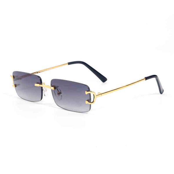 

new arrival women classic brand rimls sunglass mens digner eyeglass gold sier metal frame buffalo horn sun glass with box99lj, White;black