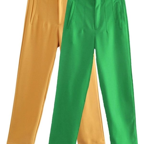 

women's pants capris aonibeier autumn women casual trousers traf super high waist ankle pants ol style elegant chic famale straight pan, Black;white