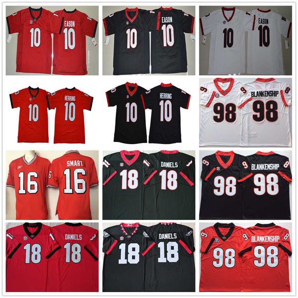 

american college football wear ncaa georgia bulldog football jersey 18 jt daniels 10 jacob eason malik herring 16 ckirby smart 98 rodrigo bl, Black