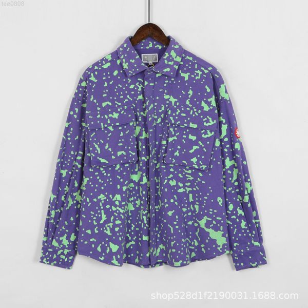 

men's casual boys and girls shirts 2020 autumn and winter new cavempt taro purple flannel printed fleece shirt coat, White;black