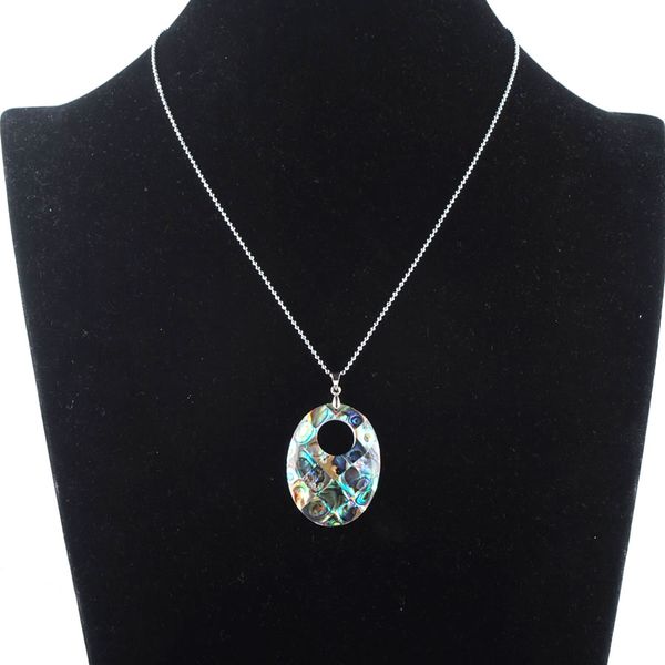 

vintage colorful oval abalone shell pendant necklace center hole natural boho pearl shells for jewelry gift n3365, Silver
