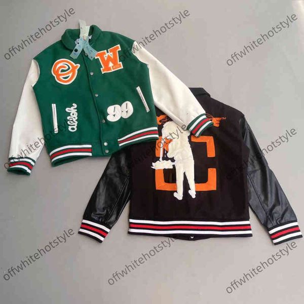 

off men jacket ow designer baseball jackets embroidered women coat wool stitching sportswear, Black;brown