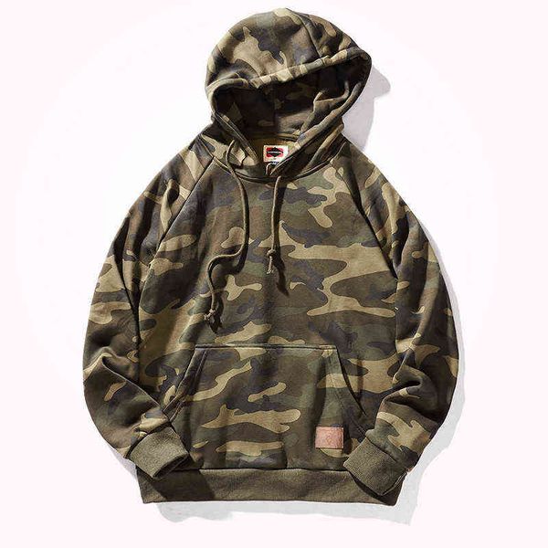 

men's hoodies sweatshirts autumn and winter military style camouflage hoodies men's retro hooded casual coat versatile plus velvet, Black