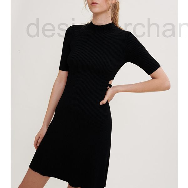 

casual dresses designer 2022 summer new scheming waist revealing french slim thread knitted dress dalang knitting h3vl, Black;gray