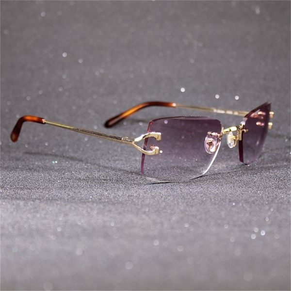 

rimless sunglasses for men and women luxury french sun glasses frame with colorful lenses classic eyewear trendy gafas de sol, White;black