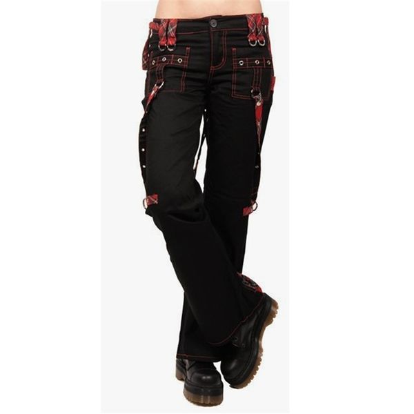 

women's pants capris ladies cargo high waist black streetwear vintage punk goth women summer casual long trousers joggers d30 220916, Black;white