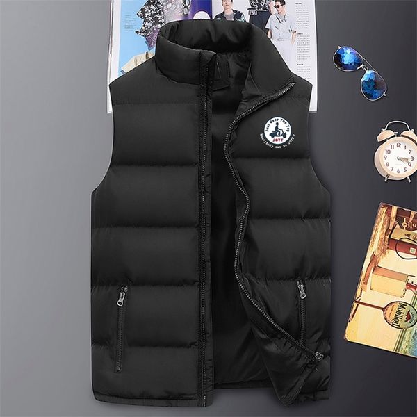 

men's down parkas men's sleeveless down jacket windproof zipper vest stand collar waistcoat streetwear warm pocket coat outdoor ca, Black