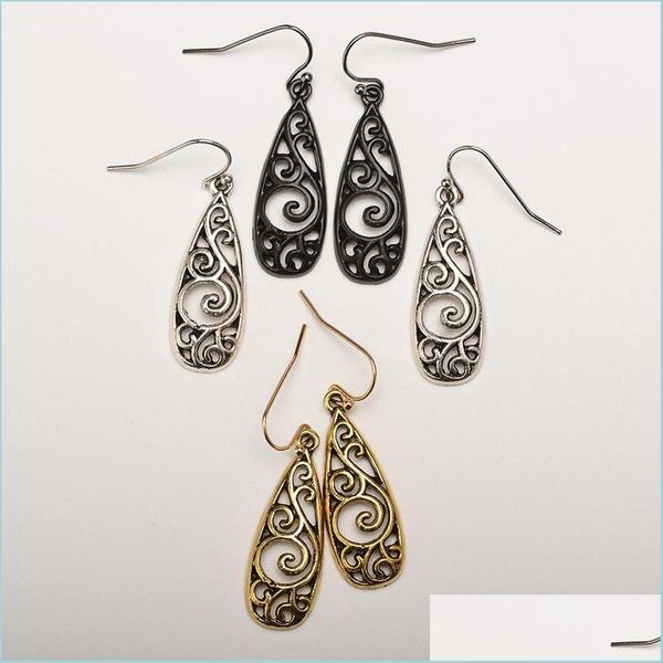

dangle chandelier metal carved earrings retro eardrop charm alloy ear pendants fashion women hollowed out pattern jewelry accessorie dhilz, Silver