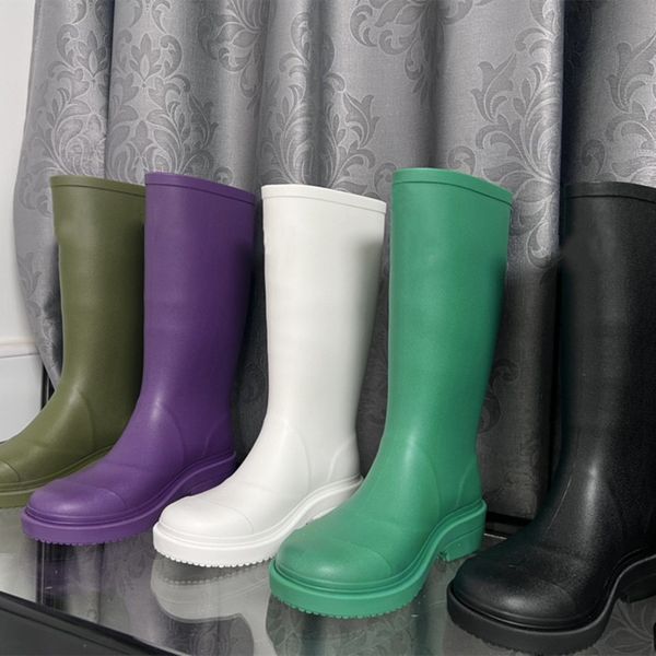 

chan and el rubber water boots black white green purple womens rain boot luxury branded classic vantage women long tube calf non-slip waterp