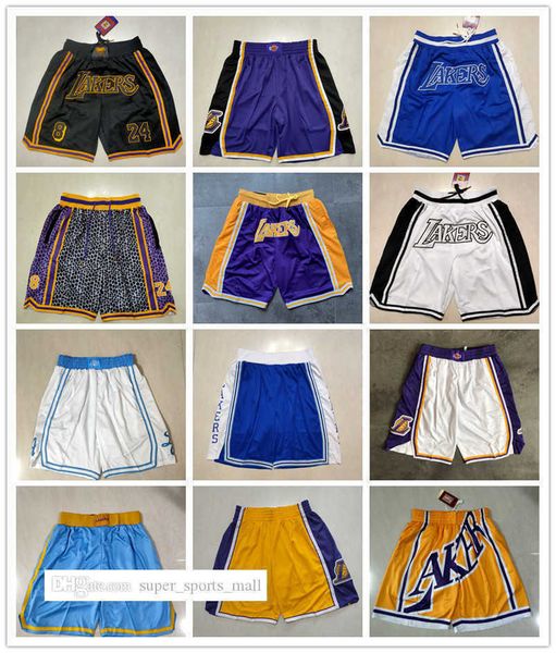 

los angeles''lakers''men retro basketball shorts pocket purple yellow size s-2xl, Black
