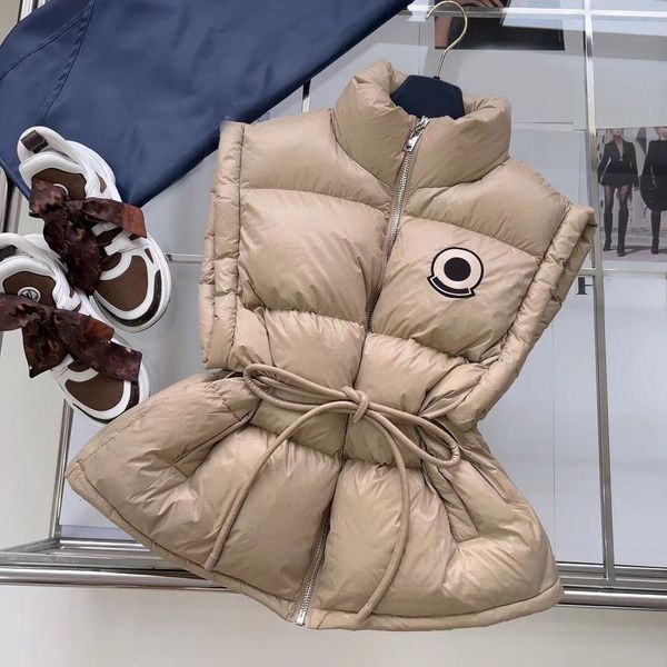 

2022 designer women's vests thick 2 color down tank jacket women high neck sleeveless autumn winter woven vintage long coat, Black;white