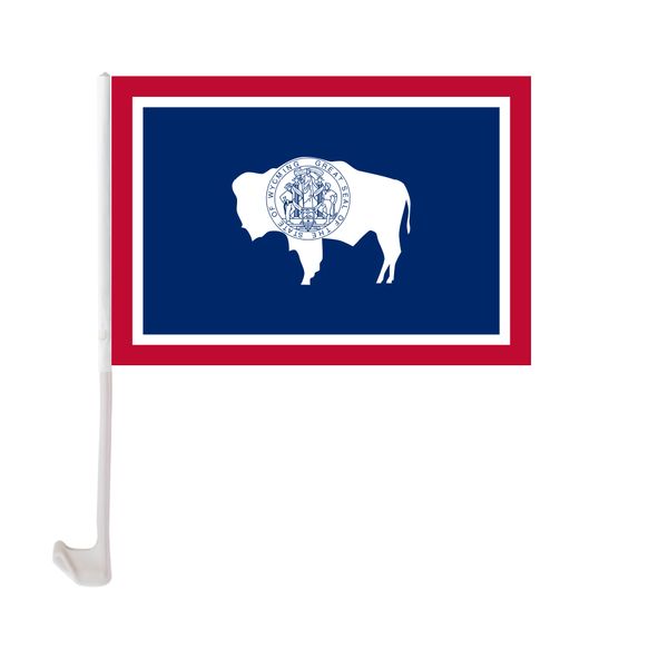 

30x45cm wyoming car flag polyester uv protection window clip car decoration banner with flagpole