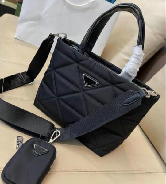 

women 2pcs/set composite shopping handbag designer nylon bags wallet fashion hobo shoulder bag lady tote chains handbags messenger bags purs