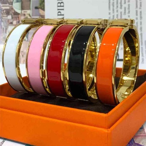 

new designer love h enamel premium version bangle bracelet female titanium steel letter male couple net red with the same paragraph2128, Black