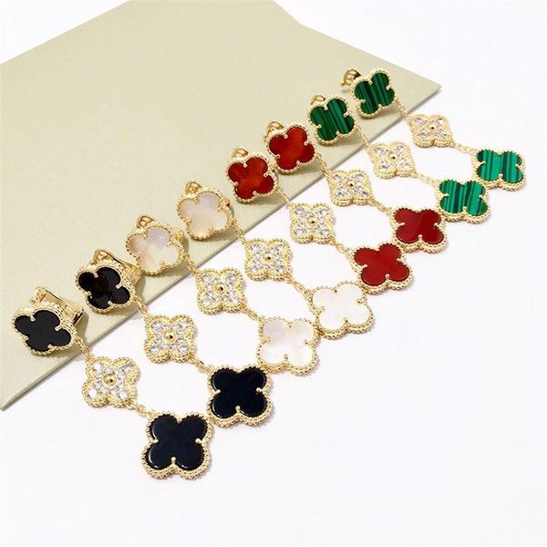 

brand name drop earring three flowers with all diamond and nature shell earring for women wedding jewelry earring gift clover earri3031, Silver