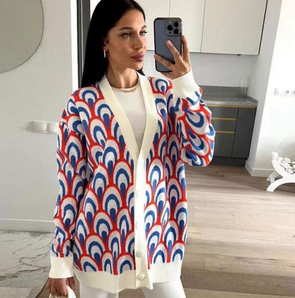 

women sweaters luxury v-neck loose long sleeve buttons knitted jacket female warm oversize cats, White;black