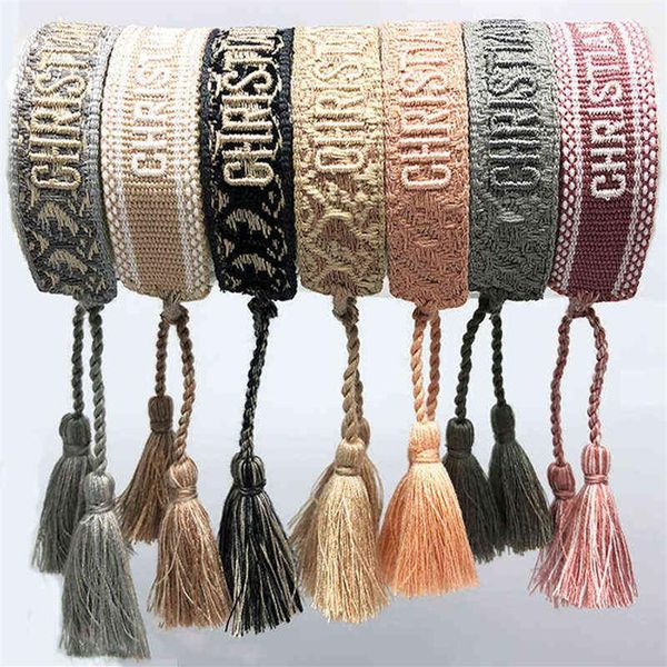 

jewelry handmade signature embroidered color cotton bracelet women's men woven tassel adjtable lover 0s 7s 8s lizu315j, Black