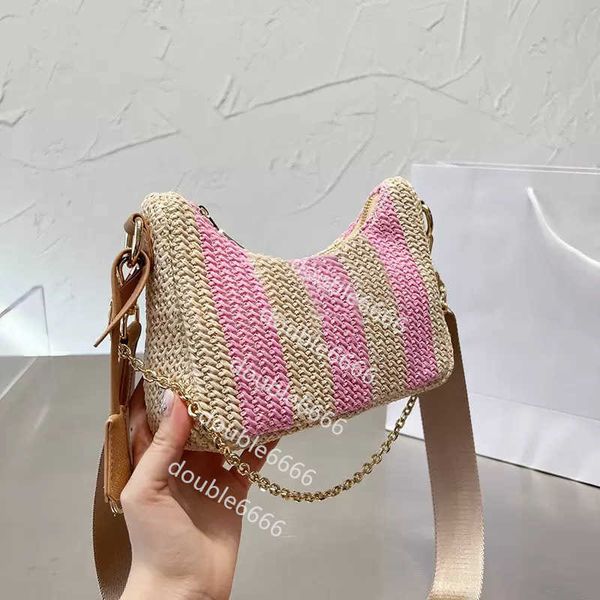 

summer straw bag hobo designer shoulder crossbody bags ladies chain tote bag composite handbag with coin purse woman handbags chest pack lad