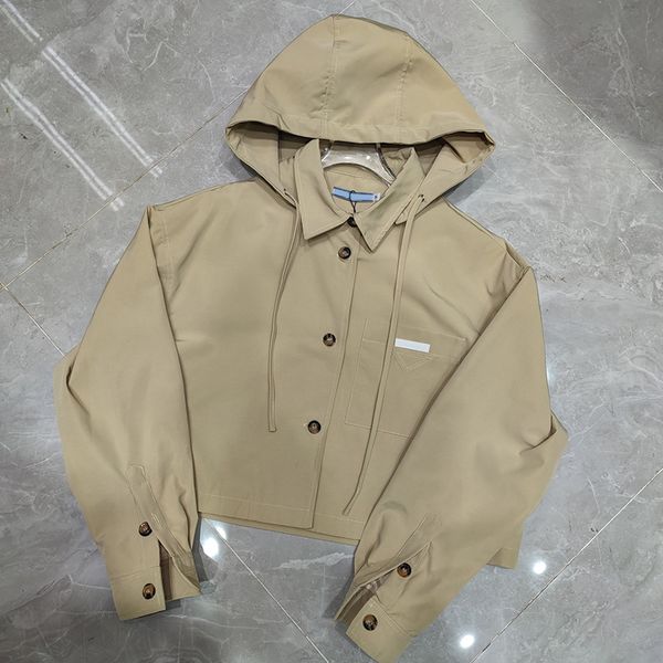 

khaki short pattern jackets women hooded coats fashion pocket designer jacket winter detachable girls windbreakers, Black;brown