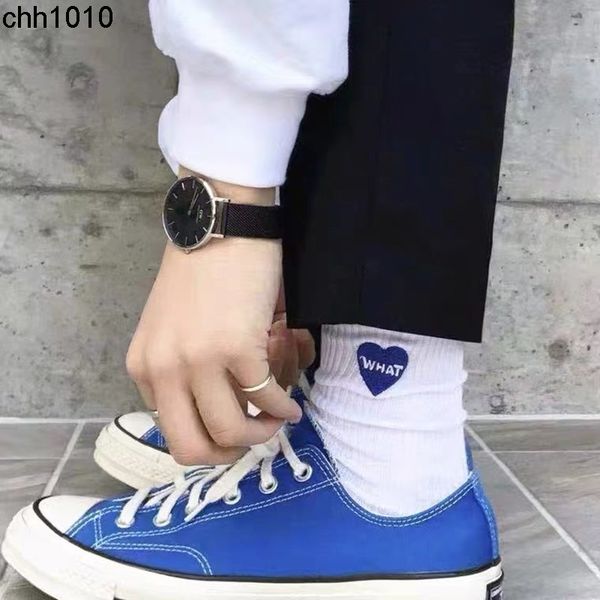 

men's socks japan fashion brand what love embroidery bicolor versatile sports street fashion men's and women's cotton medium, Black