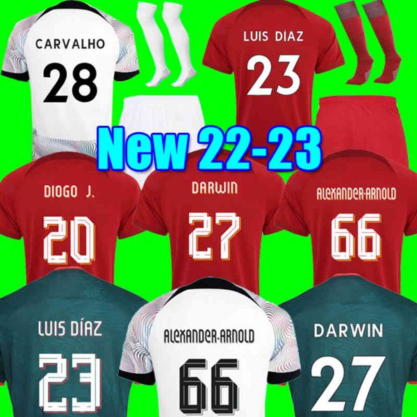 

men's tracksuits 23 darwin home away 3rd soccer jerseys 23 mohamed diogo luis diaz alexander arnold football shirts men kids kit unifor, Gray