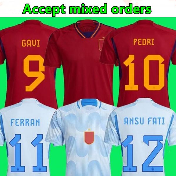 

22/23 spain soccer jersey 2022 2023 home away morata pedri ferran torres gavi koke azpilicueta sports football shirt, Black;yellow