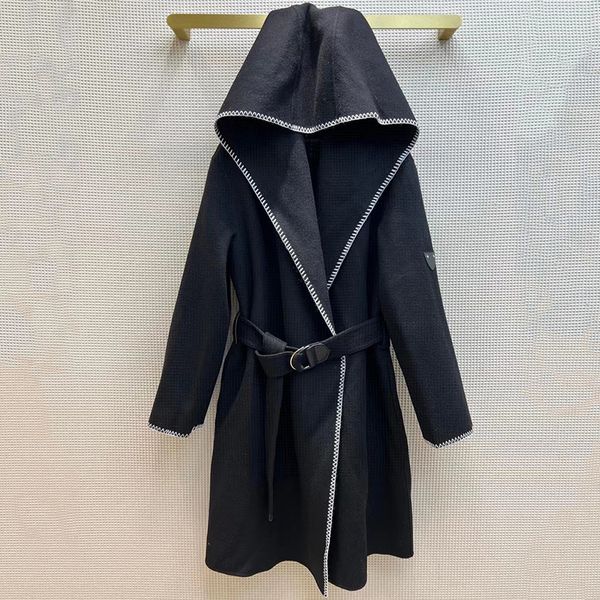 

winter belt windbreakers brand trench coats black soft touch black windbreaker loose hooded jackets coat, Tan;black