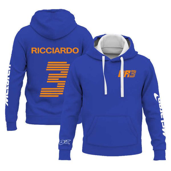 

cxtq men's and women's hoodies 2022 new f1 racing team formula one tracksuits mclaren selling racer long sleeve letter daniel ricc, Black