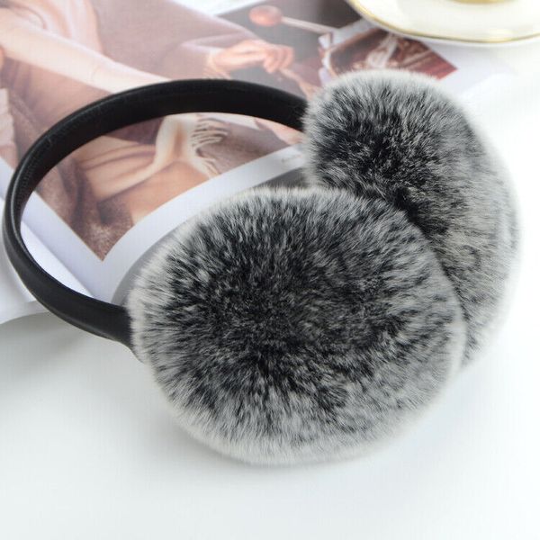 

women's rex rabbit fur earmuffs winter warm earmuffs protective earmuffs, Blue;gray