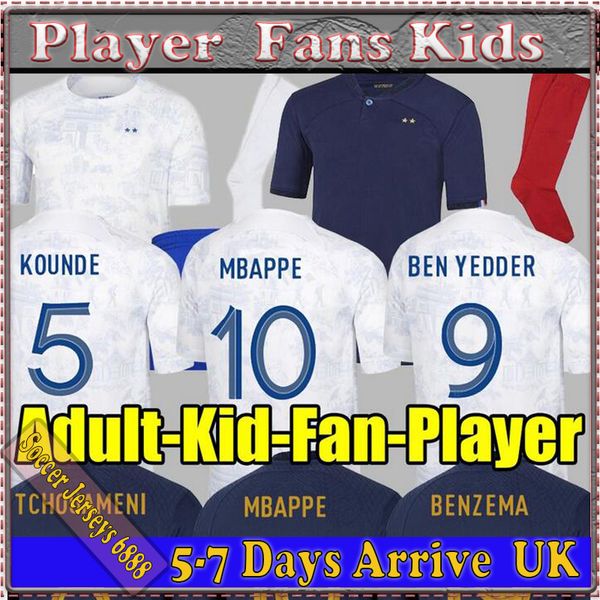 

2022 2023 benzema mbappe soccer jersey 22 23 griezmann pogba kante maillot foot kit shirt hommes enfants men kids set maillots de french foo, Black;yellow