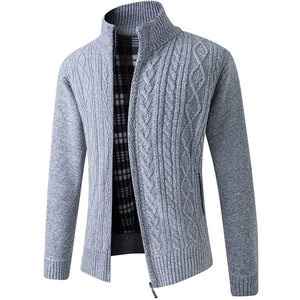 

men's wool blends men's sweaters autumn winter warm zipper cardigan sweaters man casual knitwear sweatercoat male clothe 220915, Black
