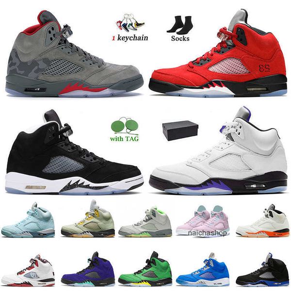 

shoes authentic jumpman 5 new camo 5s easter basketball shoes women mens concord white oreo 2022 raging bull shattered backboar og designer, Black