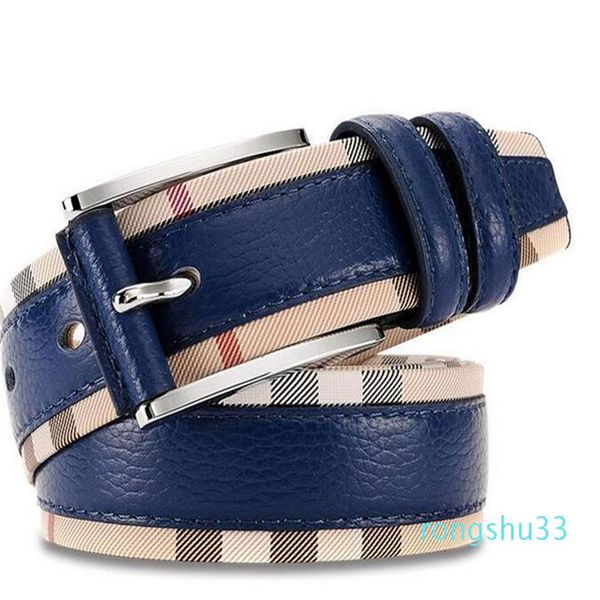

new luxury genuine leather belt for men and women fashion pin buckle plaid belt cowhide designer belts191d, Black;brown