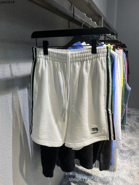 

high version 22ss summer new vertical bar hem hook embroidery letter printing couple casual shorts, White;black