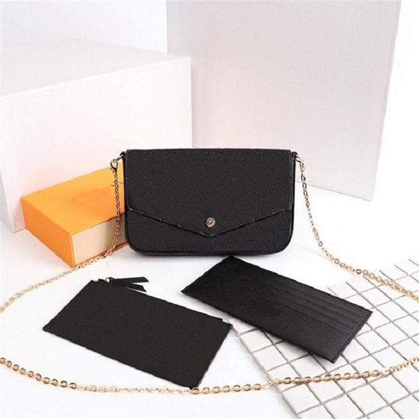 

original luxury designer bag wallet ladies fashion monograms multi pochette felicie chain crossbody shoulder bags with box239n, Red;black