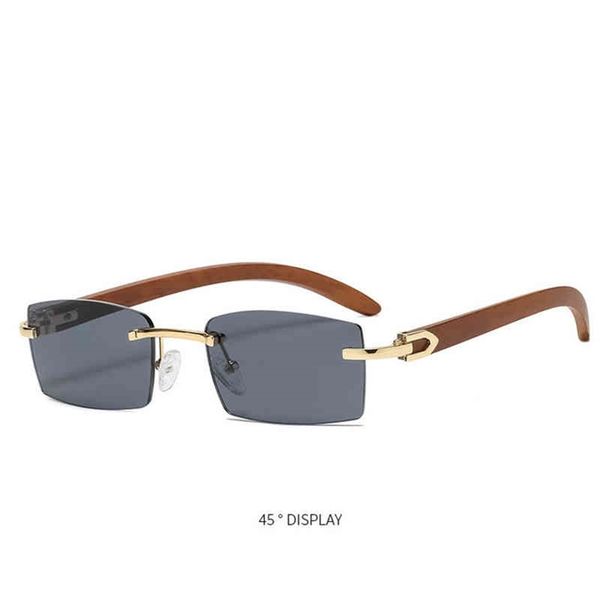 

new cut crystal rimless square sunglasses for man vintage bkack brown male hip hop driving shades female uv400, White;black