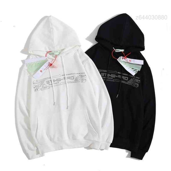 

men's hoodies sweatshirts off fleece t shirt fashion t-shirts winter and autumn 2021 mechanical line reflective pattern pair arrstyle, Black