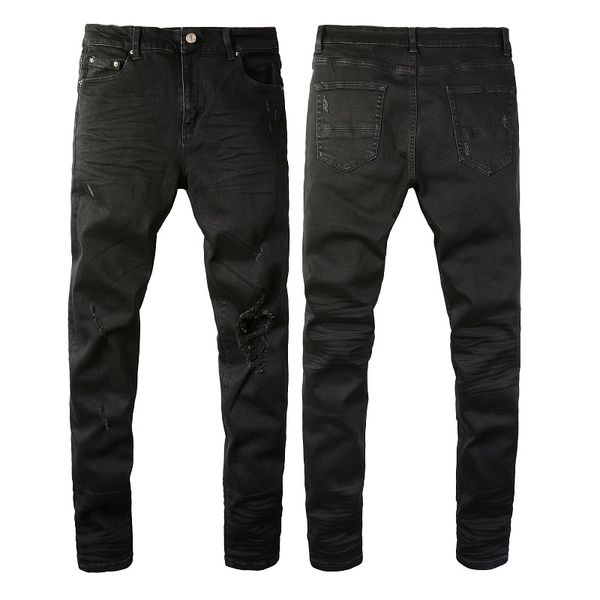 

2021 mens jeans distressed motorcycle biker jean rock skinny slim ripped hole letter uality brand hip hop denim pants 8586, Blue