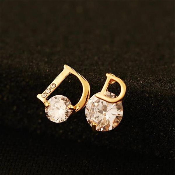 

2020 new fashion zircon ladies asymmetric earrings 18k gold plated brand earrings jewelry luxury temperament female e2426, Golden;silver